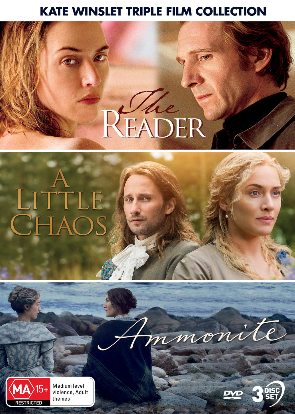 KATE WINSLET TRIPLE FILM COLLECTION THE READER A LITTLE CHAOS