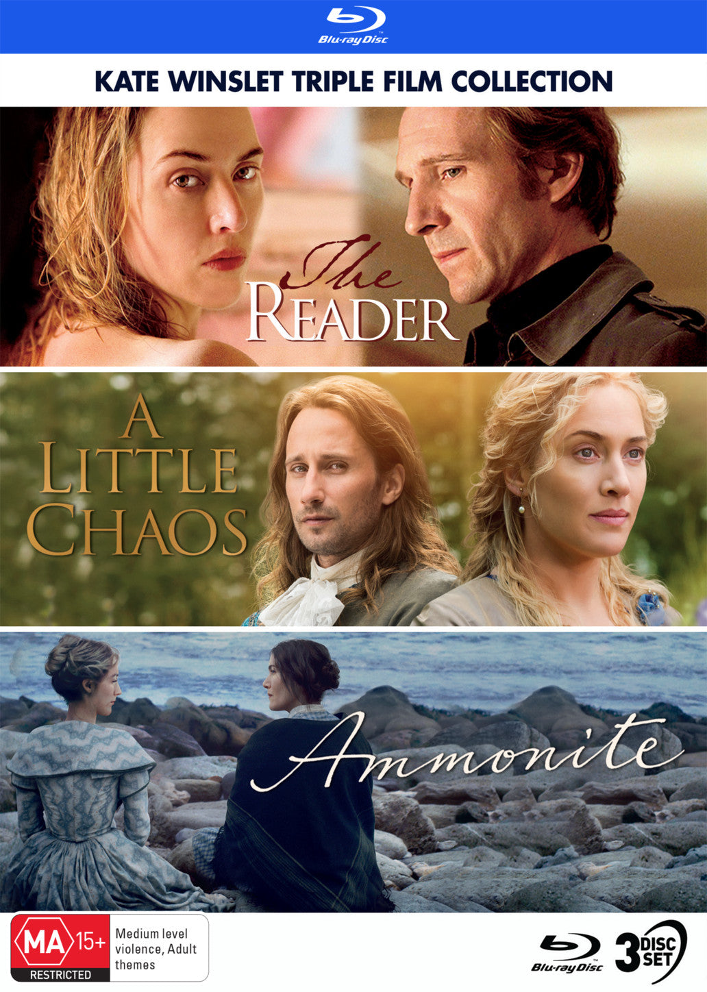 KATE WINSLET: TRIPLE FILM COLLECTION (THE READER / A LITTLE CHAOS / AMMONITE) - SPECIAL EDITION BLU-RAY