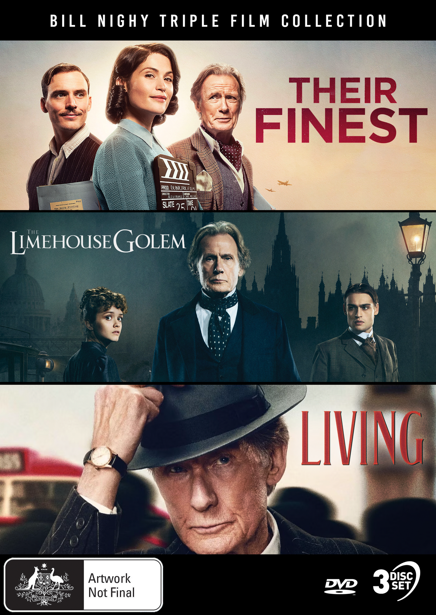 BILL NIGHY: TRIPLE FILM COLLECTION (THEIR FINEST / THE LIMEHOUSE GOLEM / LIVING) - DVD